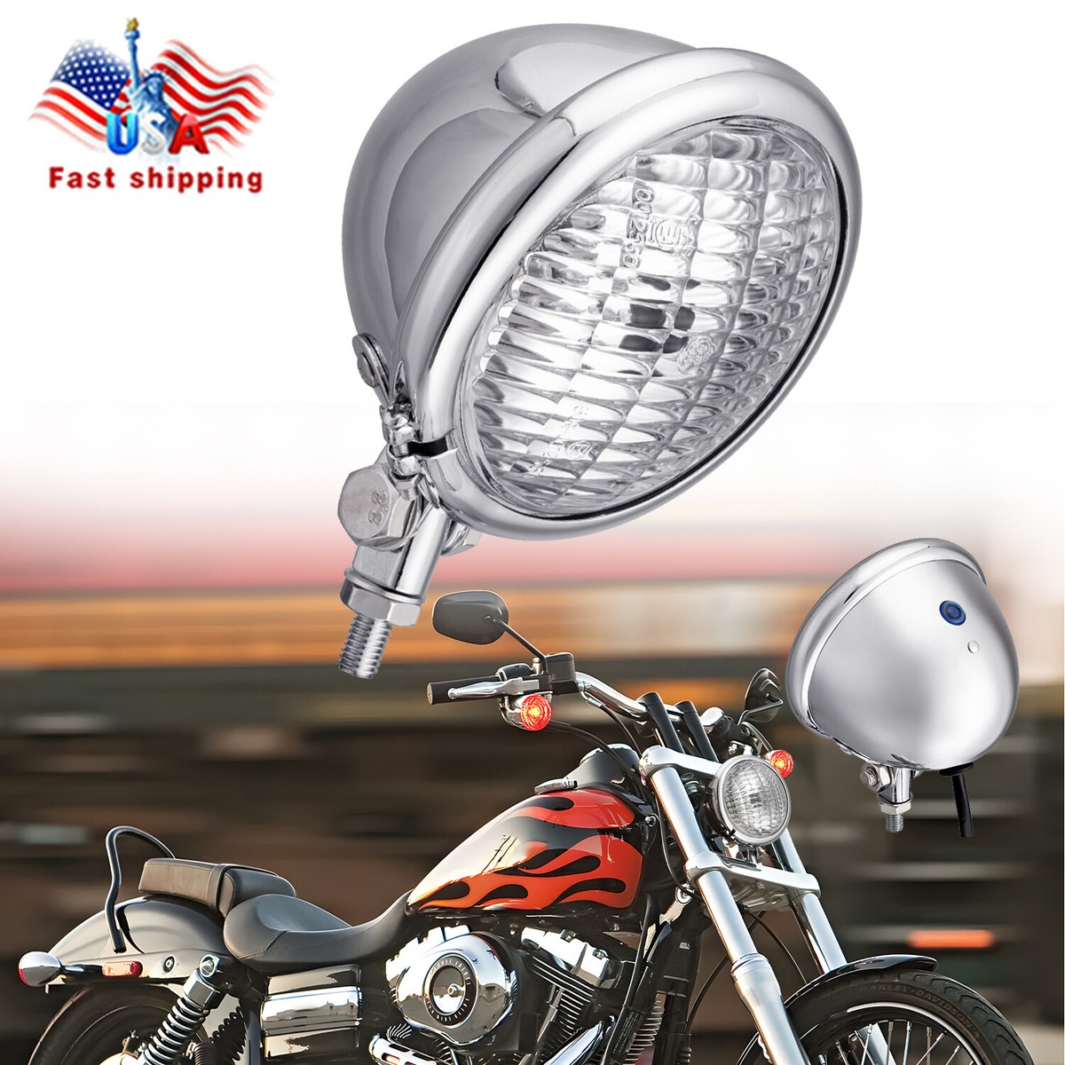 FLSTS ヘッドライト DRAG SPECIALTIES DIAMOND HEADLIGHT CLEAR FOR HARLEY SOFTAIL