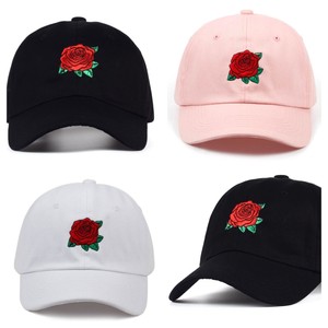 Rose-Red-Hat-Embroidery-Baseballcap-White-Pink-Black-Hat
