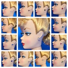 Rhinestone Earrings Plastic Nylon Posts Jewelry For Vintage Mod Fashion Dolls