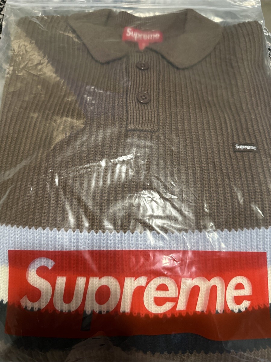 Supreme Ribbed Small Box Polo Sweater Brown FW23 X-Large NWT Supreme Ribbed Small Box Polo Sweater Brown FW23 X-Large NWT