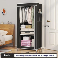 Minimalist Fabric Wardrobe, Foldable Storage Cabinet with Curtains, Dust Proof