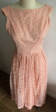 Vintage All Lace Dress Sleeveless Peach Satin Lining Maxi Zipper Prom 53 L 26 W