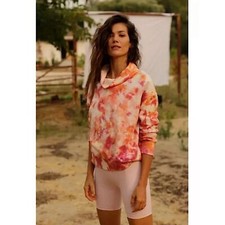 Anthropologie Pilcro Elayna Tie Dye Mockneck Sweatshirt, Pink - Size S