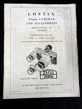 1956 ZEISS IKON CONTAX 35MM CAMERAS  ACCESSORIES CATALOG AND PRICE LIST