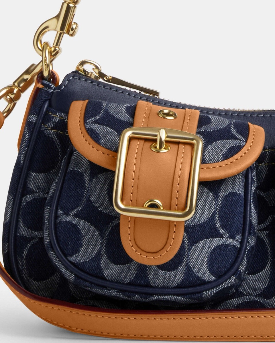 バッグ Coach Ashton Baguette Bag Denim Leather Coach Outlet Ashton Baguette In Signature Denim