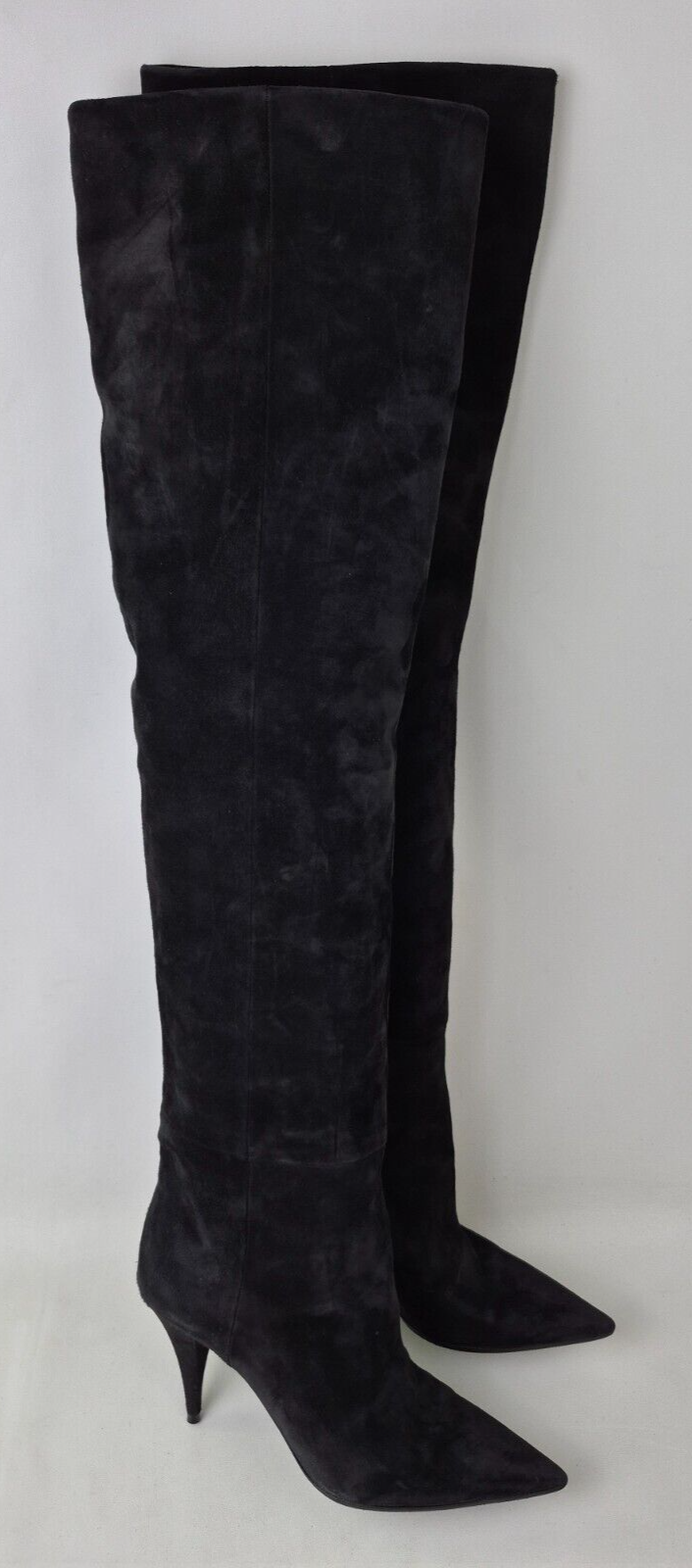 Stivali donna Saint Laurent neri scamosciati kiki alti sopra il ginocchio taglia 36