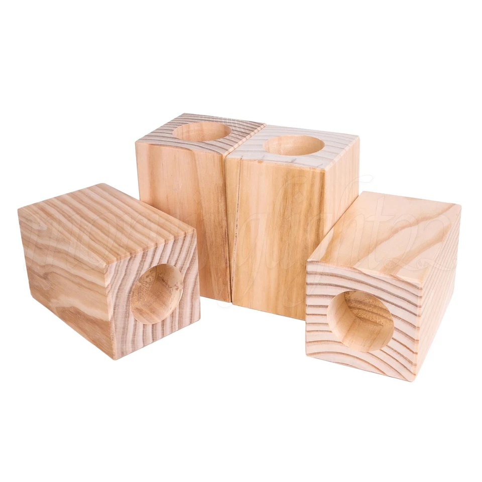Wooden Square Sofa Bed Risers Furniture Legs for Home Office 100x50mm Set of 4 - Image 2 of 4