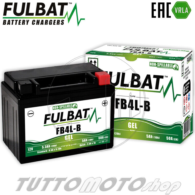 Batteria Moto Fulbat Gel FB4L-B, YB4L-B, 12V, 5,3AH, 50A