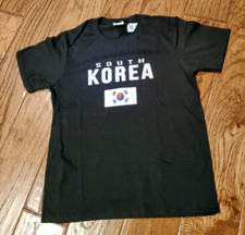 T shirt NWT kids M 9-10 black Republic Korea Text Flag Taegeukgi Trigrams Pride