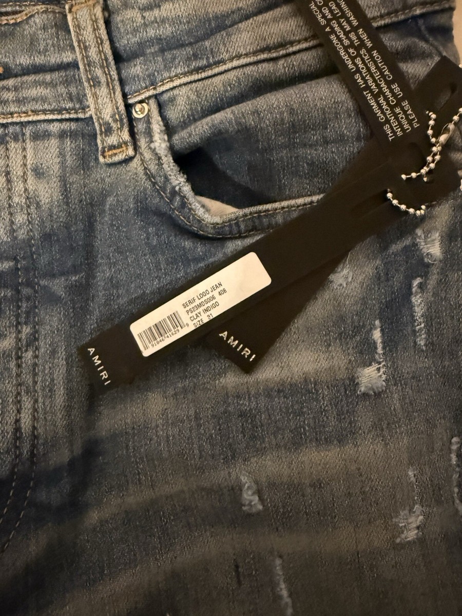 Jean Homme Amiri Logo Serif Avec Patch Cuir - Taille 32 - Neuf Avec étiquettes - Coupe Regular