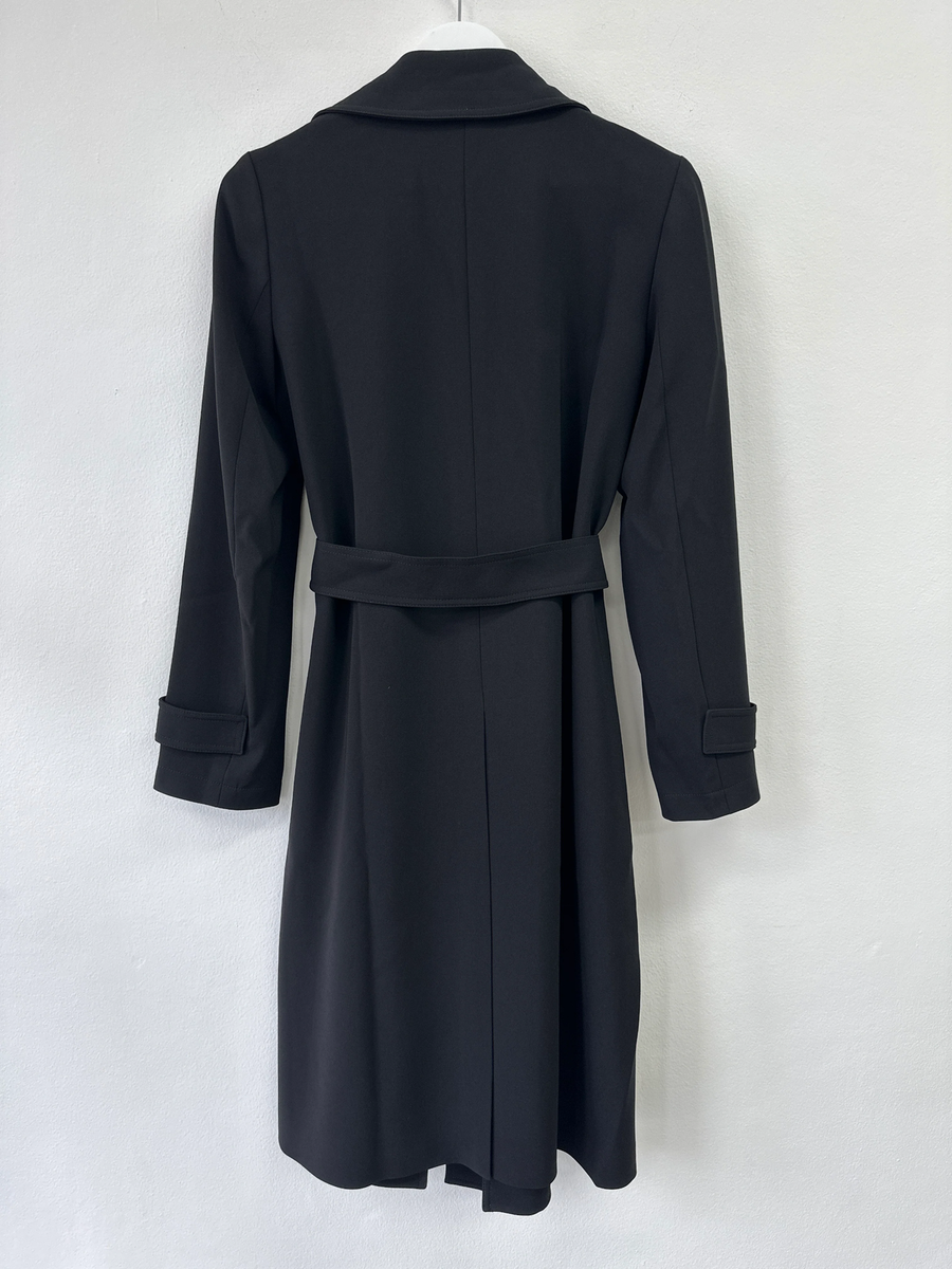 Theory Oaklane Black Crepe Relaxed Fit Trench Coat Size S | eBay