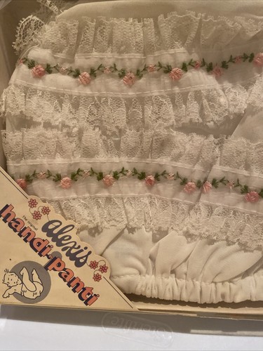 Vtg Diaper Cover Alexis Baby Girl Handi-Panti w/Lace + Rosebuds Size S