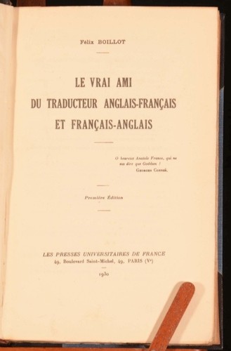 1930 Le Vrai Ami du Traducteur Anglais-Francais et Francais-Anglais by F Boillot - Picture 4 of 7