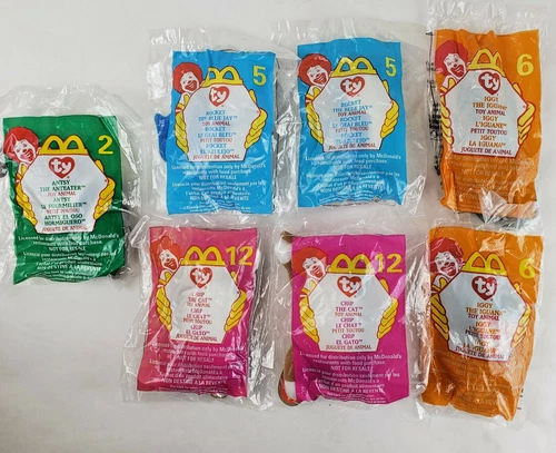 Lot Of 7 Vintage 1999 McDonald’s Teenie Beanie Babies Happy Meal Toys Sealed