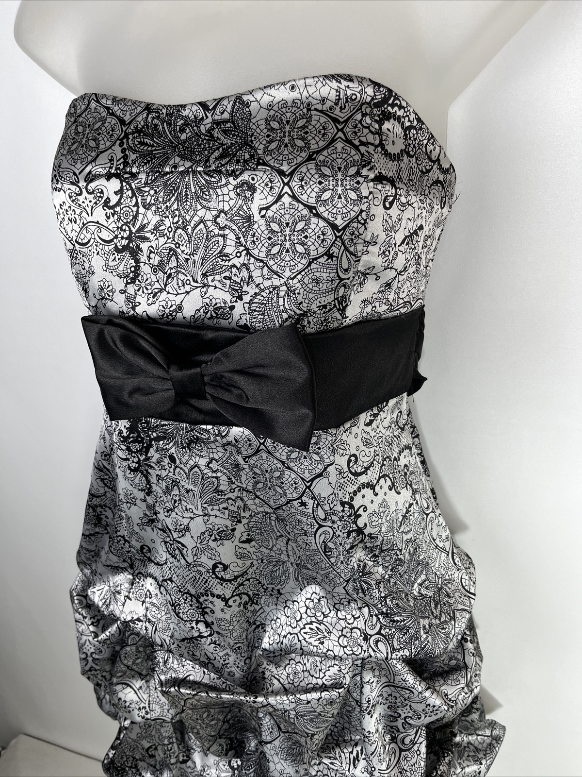 Ruby Rox Semiformal Satin Silver Black Bow Gather… - image 6