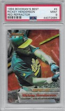 RICKEY HENDERSON 1994 Bowman's Best RED Refractor #4 PSA 9 MINT OAKLAND A'S 
