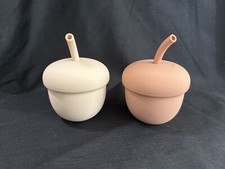 NEW Zaank The Acorn Cup Silicone Sippy Cup 6 oz Set of 2 Rusty/Beige Toddler