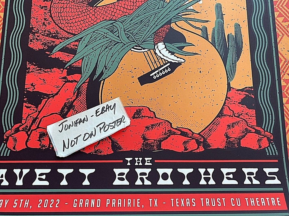 The Avett Brothers Grand Prairie TX 2022 Screen Print AP Poster S/N
