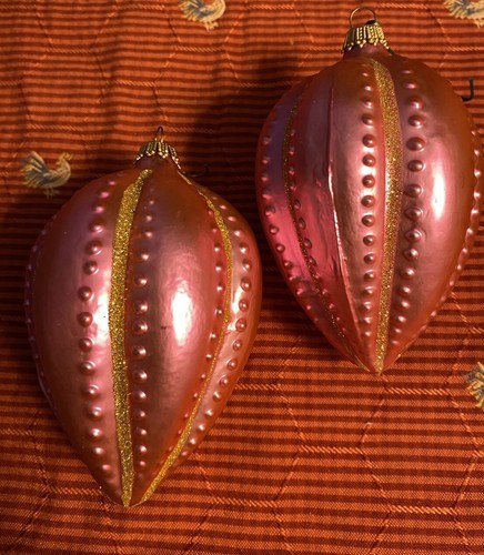 4 Vtg. Victorian Jeweled Velvet Pink/Gold/Pearl & Glass Christmas Ornaments EUC - Picture 8 of 13