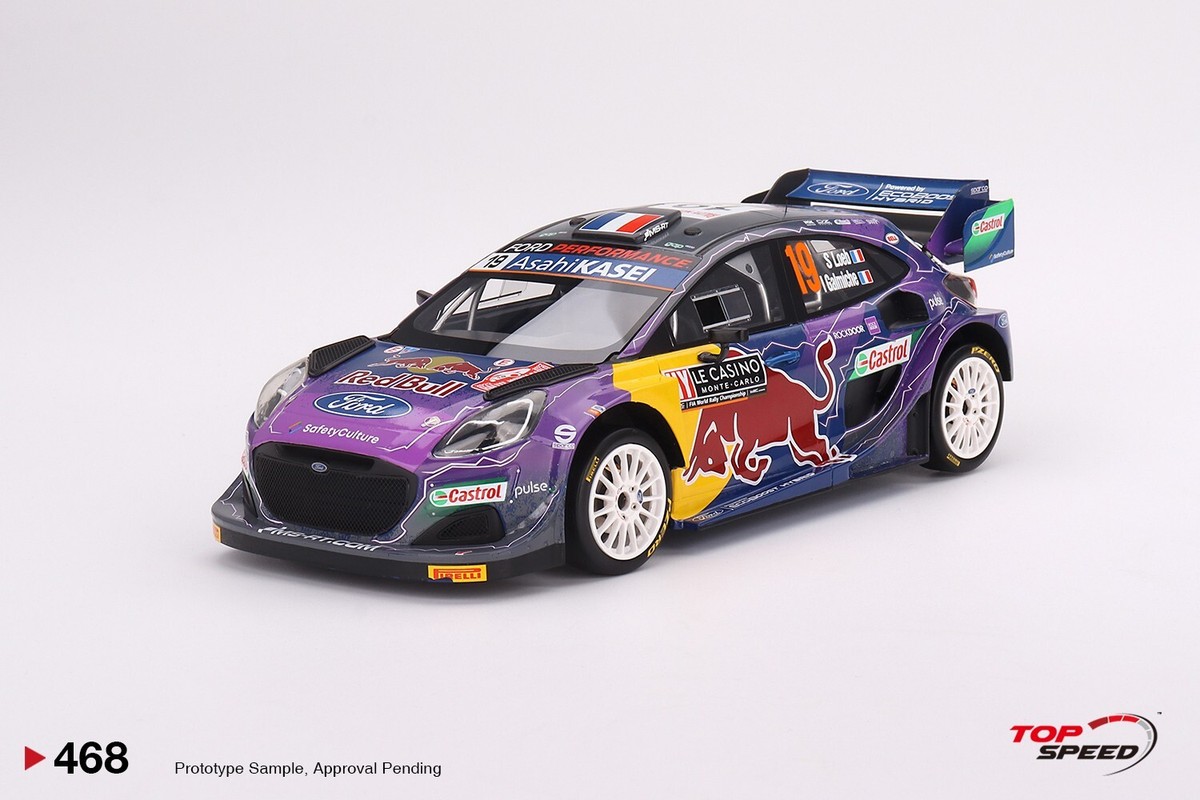 1/18　トップスピード　フォード　Puma Rally1　#19 レッドブル 1/18 Ford Puma Rally1 Red Bull Winner Rally Monte Carlo 2022