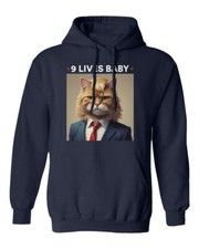 Trump Cat 9 Lives Baby Funny President Elections Unisex Hooded Sweatshirt