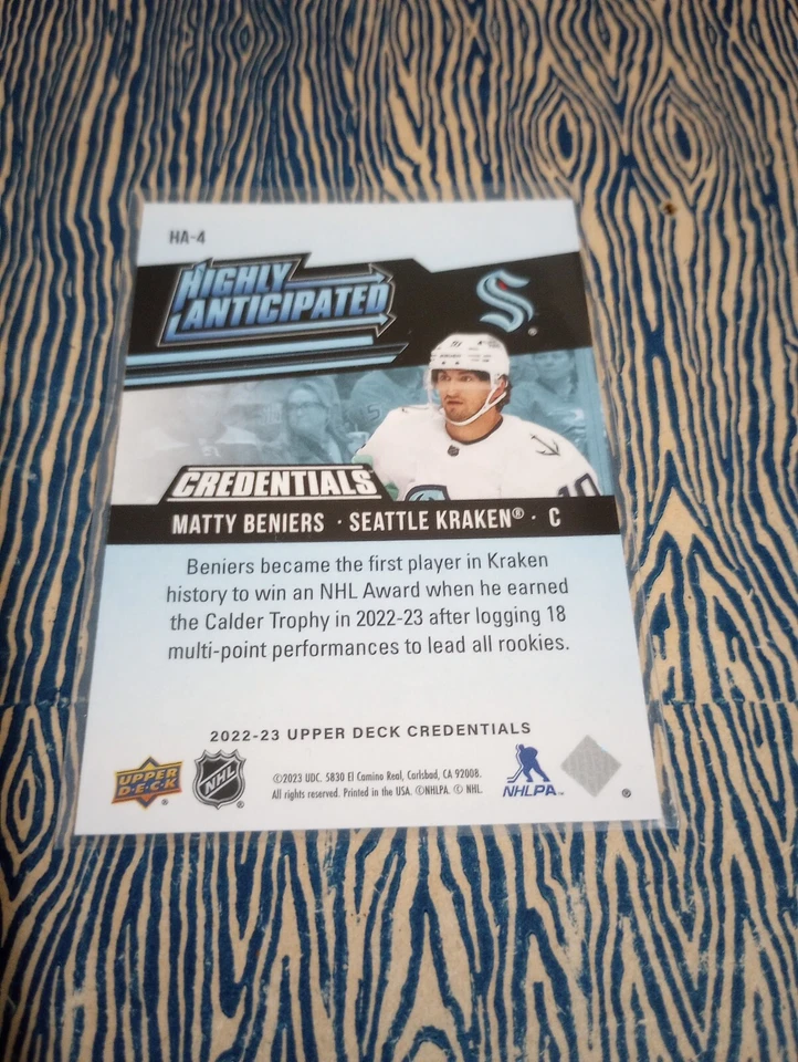 2022-23 UD Credentials Highly Anticipated #HA-4 Matty Beniers - Image 2 of 2