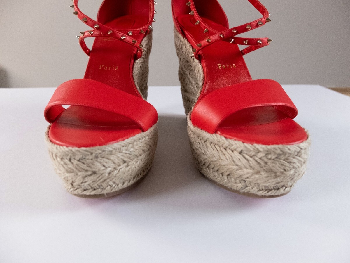 CHRISTIAN LOUBOUTIN Chocazeppa Spikes red espadrille wedge CHRISTIAN LOUBOUTIN Chocazeppa Spikes red espadrille wedge