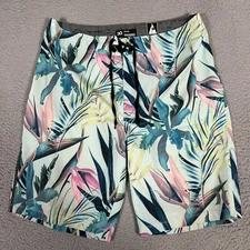 Hurley Board Shorts Mens 30 Blue Green Floral Phantom JJF Swim Surf 9" Inseam