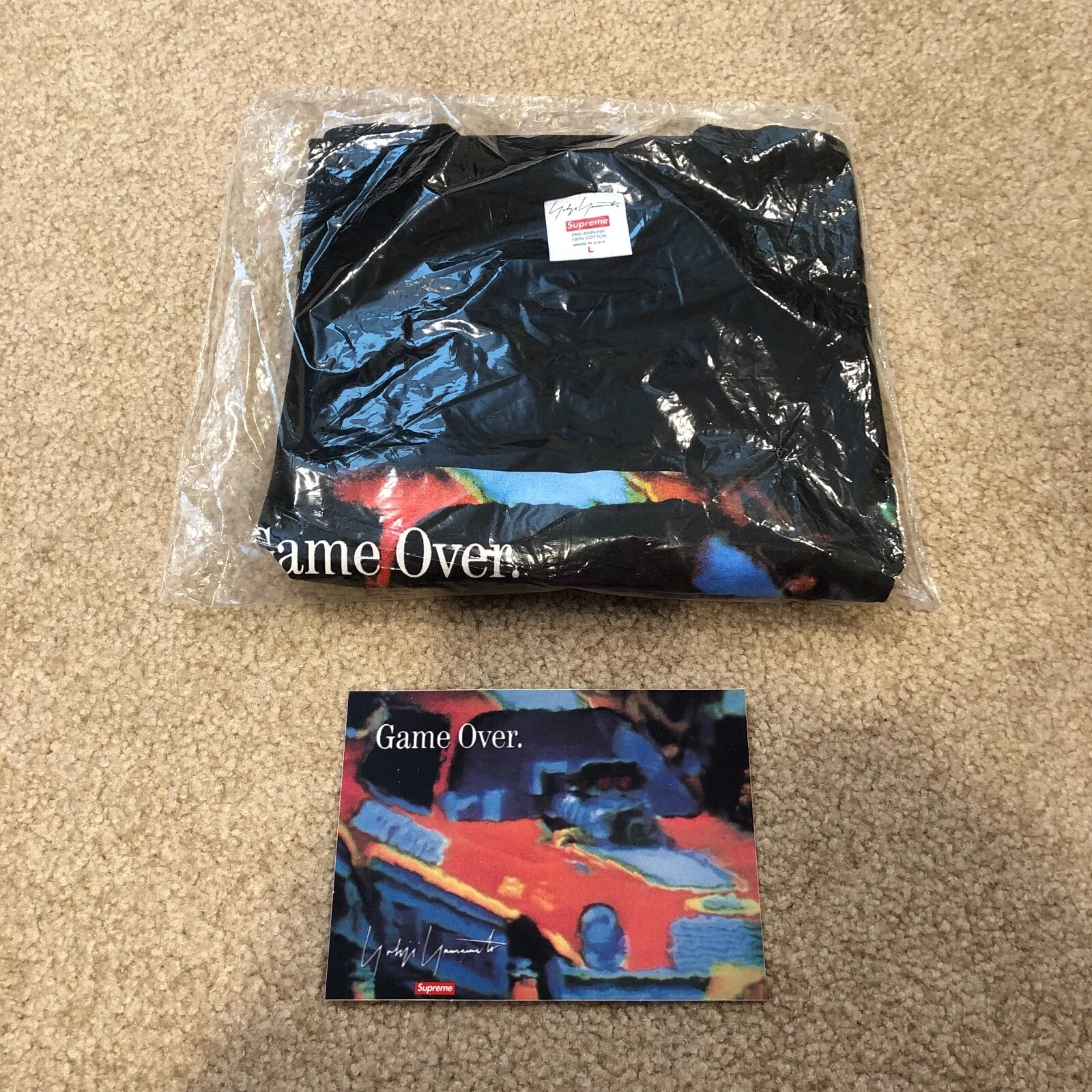 T shirt 100 % authentique Supreme Yohji Yamamoto Game Over taille L grand FW 2020