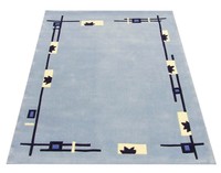 Leaf Border Rug 120 X 170 Cm - Blue/cream Leaf Border Rug 120 X 170 Cm - Blue/cream