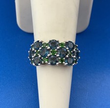 Stunning Sterling Silver 925 Brilliant Blue and Green Quartz Cocktail Ring