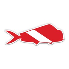Mahi Mahi Scuba Dive Flag Fish Vinyl Sticker - Phone Car