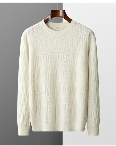 Mens Long Sleeve Round Neck Knit Knitwear Tops Base Shirt Wool Pullover Sweaters