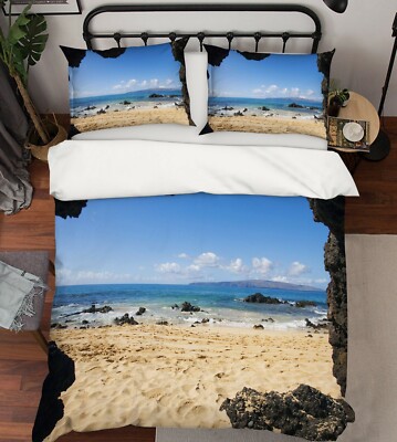 3D Beach Stones ZHUA833 Bed Pillowcases Quilt Duvet Cover Set Queen King Zoe