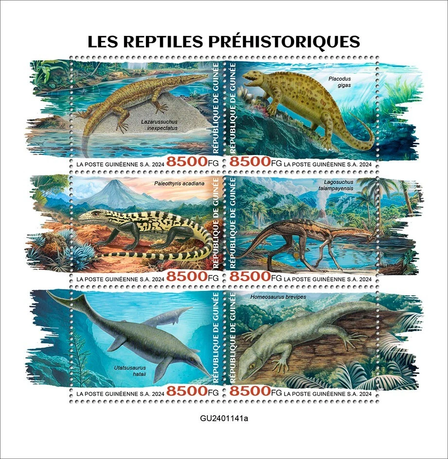 Prehistoric Reptiles MNH Stamps 2024 Guinea M/S - Image 1 of 1