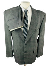 PROFILO Mens 42R Gray Plaid Super Soft 100% Wool 2 Piece Suit With Pants 34x30