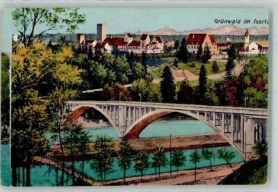 39664958 - 8022 Gruenwald mit Schloss Gruenwald und Isarbruecke Muenchen LKR