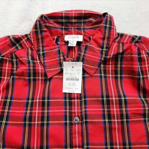 J Crew BM979 NWT Size 8 Beautiful Holiday Red Tartan Plaid Collared Shirt Dress - Picture 6 of 9