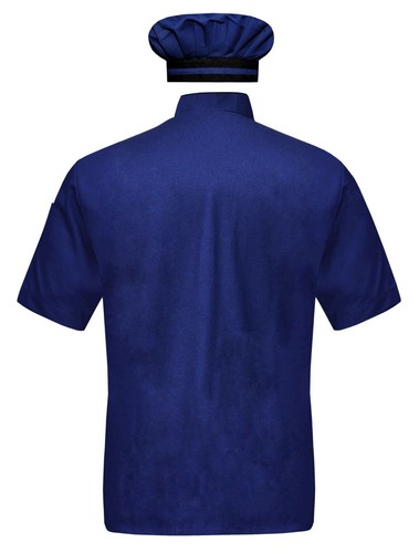 Chef Coat with Cap Half Sleeves Jacket Hotel Restaurant kitchen Uniform for Men - Picture 2 of 5