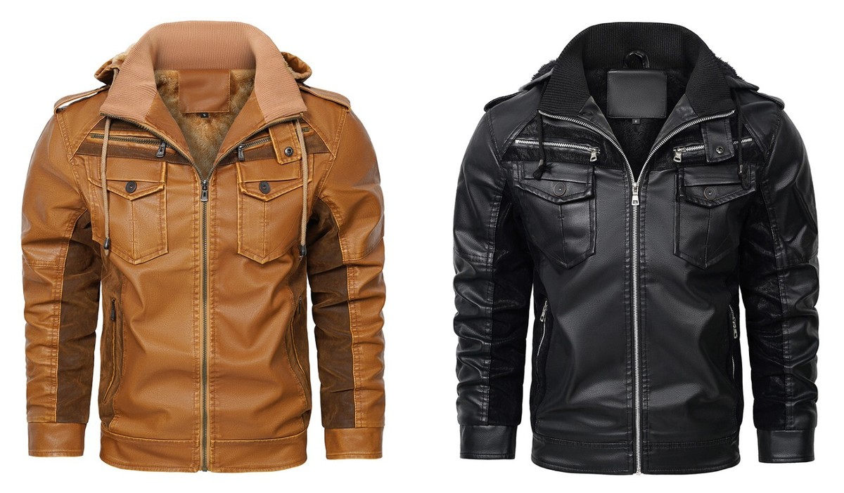 Casual Jackets Mens Jackets Leather Jacket With Cotton Sleeves