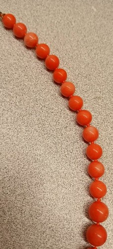 GEMS EN VOGUE Pink Bamboo Coral Sterling Silver Graduated Bead Necklace 21" - Picture 5 of 8