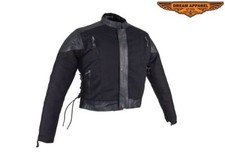 Black Kids Teens Denim Leather Motorcycle Jacket Biker Style W/ Side Laces