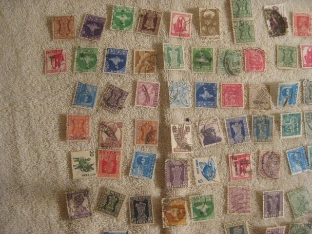 INDIA LOT OF 100+ OLD USED  Off paper $1.00 ship - Image 2 of 4