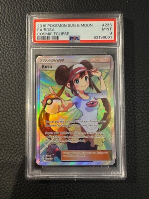 Pokemon 2019 PSA 9 Rosa 236/236 Cosmic Eclipse Sun & Moon Full Art
