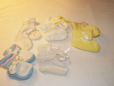 Vintage Handmade Crochet Knit 5 Baby infant Bootie Sock Pairs beautiful