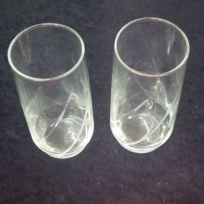 Set of 2 Clear Vertical Swirl Tapered 16oz Drinking Glasses Tumblers Pretty  | eBay