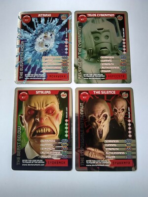 Lot x 4 Doctor Who Monster Invasion Foil Sammelkarten - inkl. Silence Smilers 