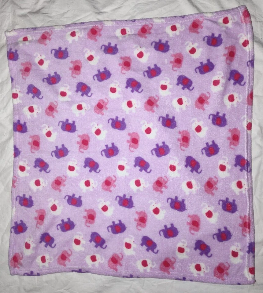 Snugly Baby Purple Pink White Elephant Blanket Fleece Lovey Security 30x33 htf - Image 3 of 3