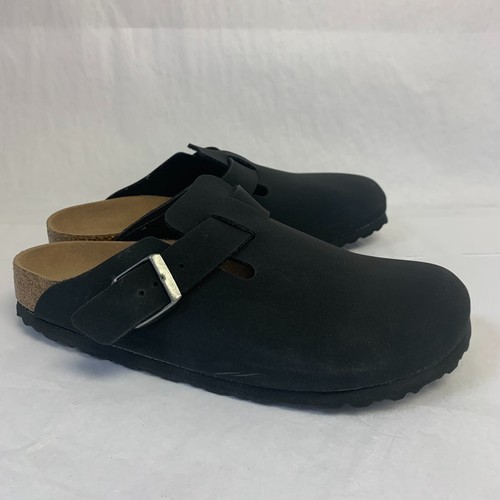 Birkenstock New w/o Box Boston Vegan Black Birkibuc Narrow Width - Select Size - Picture 2 of 4