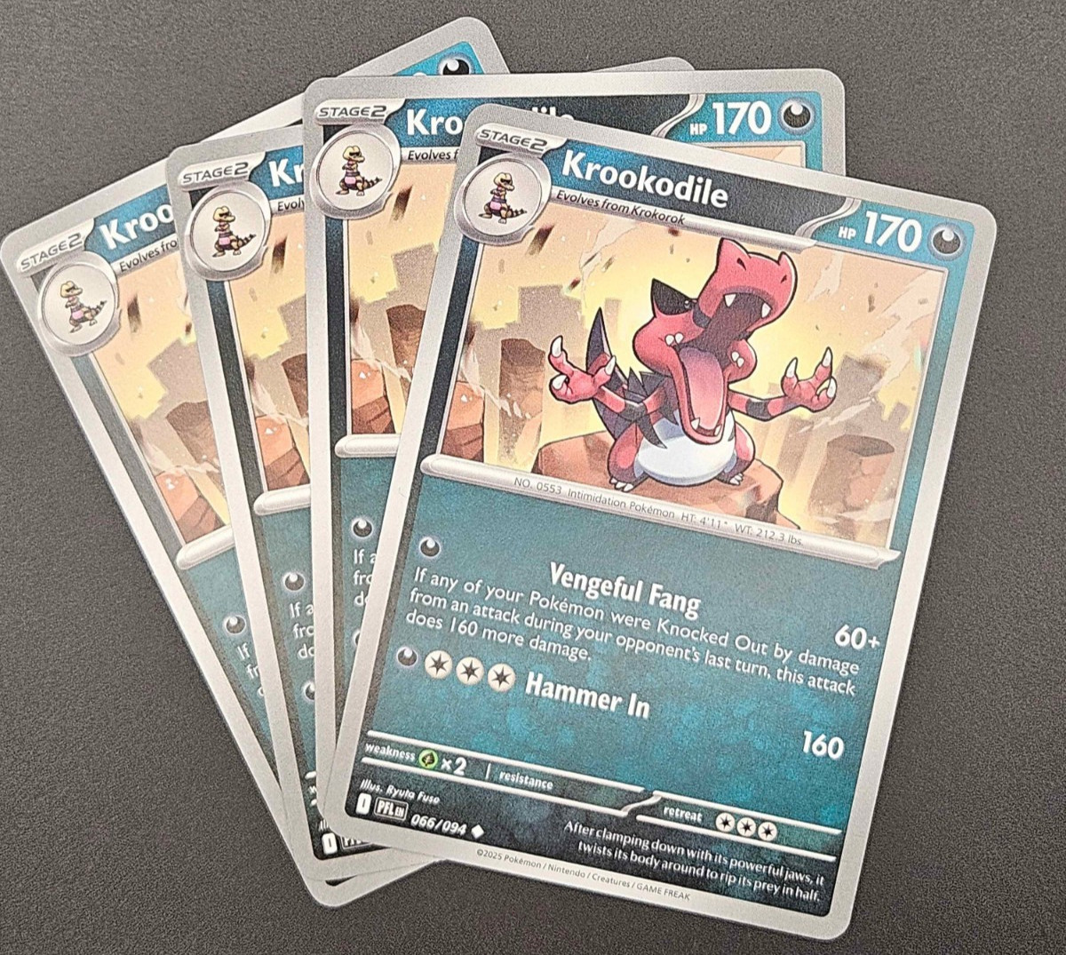 x4 Krookodile 066/094 - ME02 Phantasmal Flames PFL - Pokemon - NM/M English